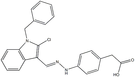 4-[2-[[2-Chloro-1-benzyl-1H-indol-3-yl]methylene]hydrazino]benzeneacetic acid Struktur