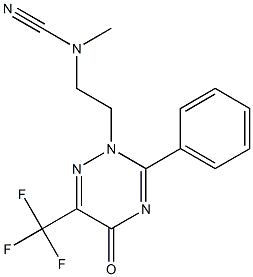 3-Phenyl-6-(trifluoromethyl)-2-[2-[cyano(methyl)amino]ethyl]-1,2,4-triazin-5(2H)-one Struktur