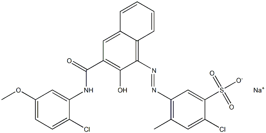 2-Chloro-4-methyl-5-[[3-[[(2-chloro-5-methoxyphenyl)amino]carbonyl]-2-hydroxy-1-naphtyl]azo]benzenesulfonic acid sodium salt Struktur