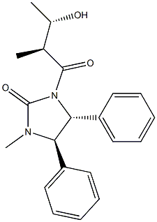 (4R,5R)-4,5-Dihydro-4,5-diphenyl-1-methyl-3-[(2S,3S)-3-hydroxy-2-methylbutyryl]-1H-imidazol-2(3H)-one Struktur