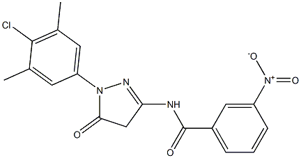 1-(4-Chloro-3,5-dimethylphenyl)-3-(3-nitrobenzoylamino)-5(4H)-pyrazolone Struktur