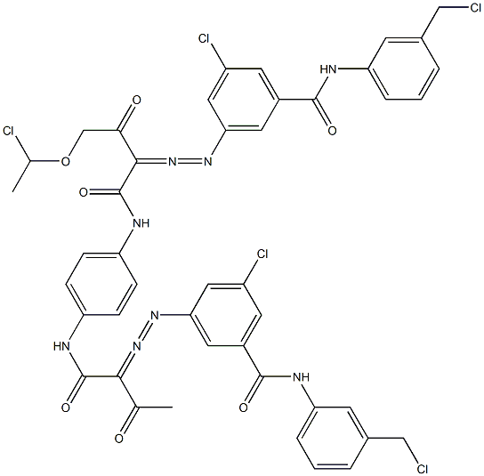 3,3'-[2-[(1-Chloroethyl)oxy]-1,4-phenylenebis[iminocarbonyl(acetylmethylene)azo]]bis[N-[3-(chloromethyl)phenyl]-5-chlorobenzamide] Struktur