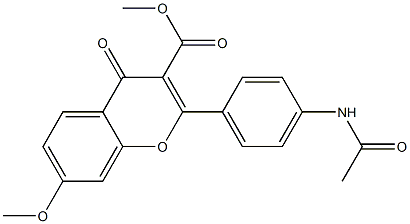 7-Methoxy-2-[4-acetylaminophenyl]-4-oxo-4H-1-benzopyran-3-carboxylic acid methyl ester Struktur