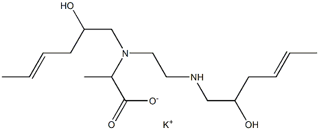 2-[N-(2-Hydroxy-4-hexenyl)-N-[2-(2-hydroxy-4-hexenylamino)ethyl]amino]propionic acid potassium salt Struktur