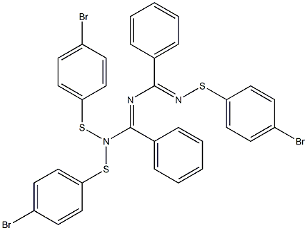 1,1,5-Tris[(4-bromophenyl)thio]-2,4-diphenyl-1,3,5-triaza-2,4-pentadiene Struktur