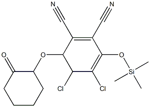 2-[2,3-Dicyano-5,6-dichloro-4-(trimethylsilyloxy)-2,4-cyclohexadienyloxy]cyclohexanone Struktur