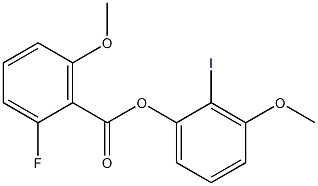 2-Fluoro-6-methoxybenzoic acid 2-iodo-3-methoxyphenyl ester Struktur