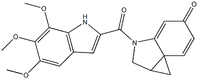 1,1a,2,3-Tetrahydro-3-(5,6,7-trimethoxy-1H-indol-2-ylcarbonyl)-3-aza-5H-cycloprop[c]inden-5-one Struktur