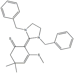 5,5-Dimethyl-2-[(1,3-dibenzyltetrahydro-1H-imidazol)-2-ylidene]-3-(methylthio)-3-cyclohexene-1-thione Struktur