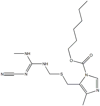 5-[[[(2-Cyano-3-methylguanidino)methyl]thio]methyl]-4-methyl-1H-imidazole-1-carboxylic acid hexyl ester Struktur