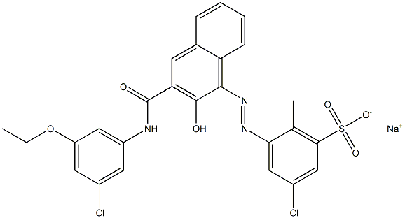 3-Chloro-6-methyl-5-[[3-[[(3-chloro-5-ethoxyphenyl)amino]carbonyl]-2-hydroxy-1-naphtyl]azo]benzenesulfonic acid sodium salt Struktur