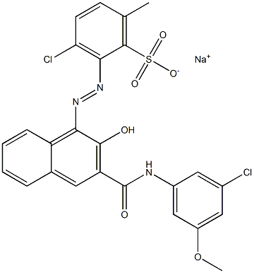 3-Chloro-6-methyl-2-[[3-[[(3-chloro-5-methoxyphenyl)amino]carbonyl]-2-hydroxy-1-naphtyl]azo]benzenesulfonic acid sodium salt Struktur