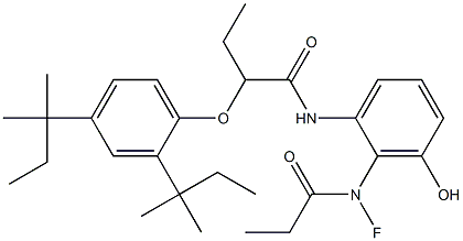 6-(N-Fluoro-N-propionylamino)-5-[2-(2,4-di-tert-amylphenoxy)butyrylamino]phenol Struktur