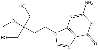 2-Amino-9-(4-hydroxy-3-methoxy-3-hydroxymethylbutyl)-9H-purin-6(1H)-one Struktur