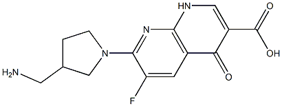 6-Fluoro-1,4-dihydro-4-oxo-7-(3-aminomethyl-1-pyrrolidinyl)-1,8-naphthyridine-3-carboxylic acid Struktur