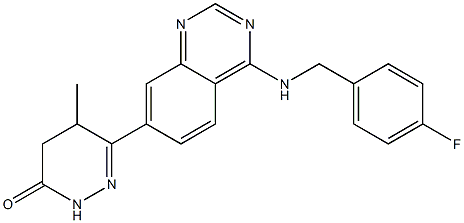 4,5-Dihydro-5-methyl-6-[4-(4-fluorobenzylamino)quinazolin-7-yl]pyridazin-3(2H)-one Struktur