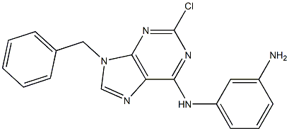 9-Benzyl-2-chloro-6-(3-aminophenylamino)-9H-purine Struktur