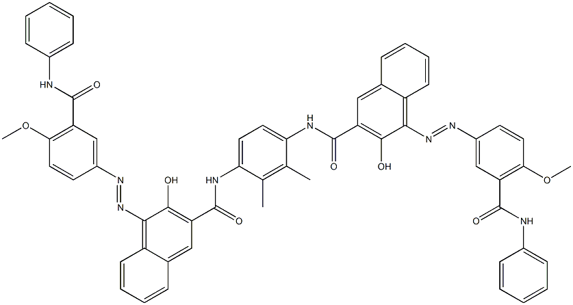 1,4-Bis[1-[4-methoxy-5-(phenylcarbamoyl)phenylazo]-2-hydroxy-3-naphthoylamino]-2,3-dimethylbenzene Struktur