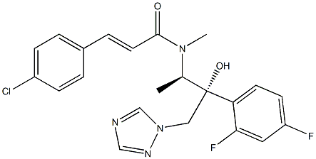 N-[(1R,2R)-2-(2,4-Difluorophenyl)-2-hydroxy-1-methyl-3-(1H-1,2,4-triazol-1-yl)propyl]-N-methyl-3-[4-chlorophenyl]propenamide Struktur