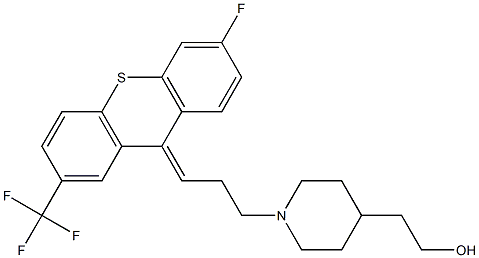 1-[3-[(E)-6-Fluoro-2-(trifluoromethyl)-9H-thioxanthen-9-ylidene]propyl]-4-piperidineethanol Struktur