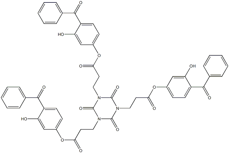 1,3,5-Tris[2-(4-benzoyl-3-hydroxyphenoxycarbonyl)ethyl]-1,3,5-triazine-2,4,6(1H,3H,5H)-trione Struktur