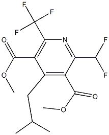 2-Difluoromethyl-6-(trifluoromethyl)-4-isobutylpyridine-3,5-dicarboxylic acid dimethyl ester Struktur