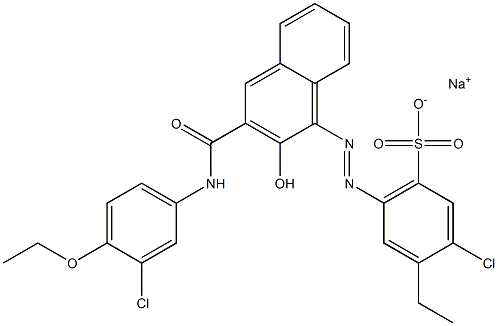 3-Chloro-4-ethyl-6-[[3-[[(3-chloro-4-ethoxyphenyl)amino]carbonyl]-2-hydroxy-1-naphtyl]azo]benzenesulfonic acid sodium salt Struktur