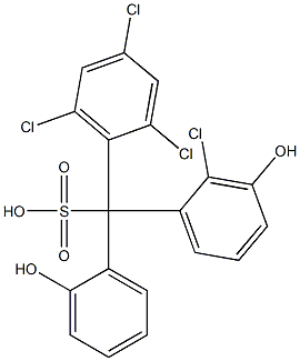 (2-Chloro-3-hydroxyphenyl)(2,4,6-trichlorophenyl)(2-hydroxyphenyl)methanesulfonic acid Struktur