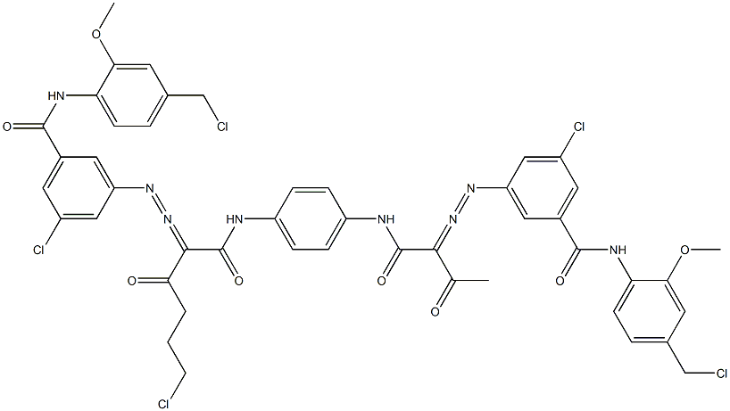 3,3'-[2-(2-Chloroethyl)-1,4-phenylenebis[iminocarbonyl(acetylmethylene)azo]]bis[N-[4-(chloromethyl)-2-methoxyphenyl]-5-chlorobenzamide] Struktur