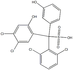 (2,6-Dichlorophenyl)(3,4-dichloro-6-hydroxyphenyl)(3-hydroxyphenyl)methanesulfonic acid Struktur