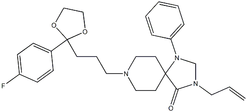 3-Allyl-8-[3-[2-(4-fluorophenyl)-1,3-dioxolan-2-yl]propyl]-1-phenyl-1,3,8-triazaspiro[4.5]decan-4-one Struktur