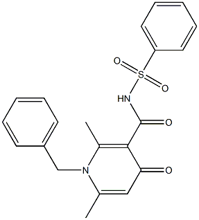 1-Benzyl-1,4-dihydro-2,6-dimethyl-N-phenylsulfonyl-4-oxopyridine-3-carboxamide Struktur