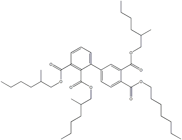 1,1'-Biphenyl-2,3,3',4'-tetracarboxylic acid 4'-heptyl 2,3,3'-tri(2-methylhexyl) ester Struktur