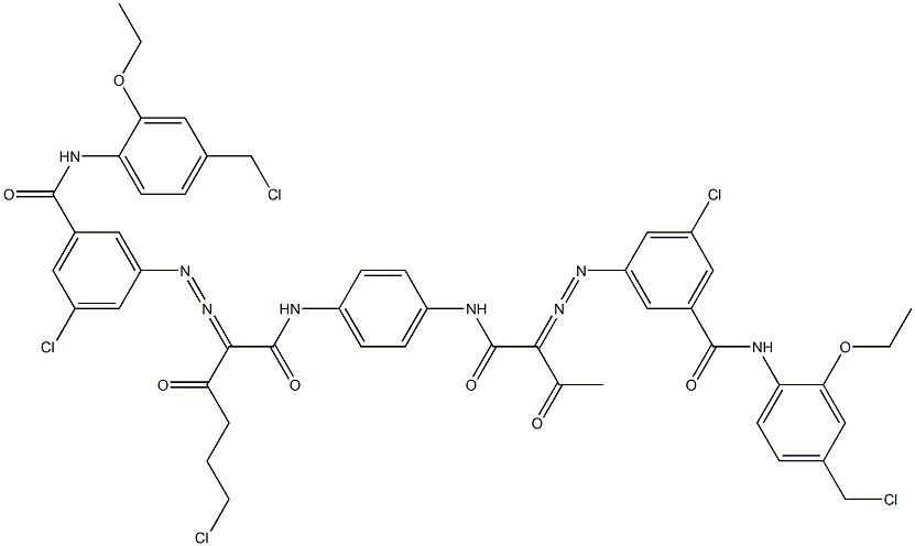 3,3'-[2-(2-Chloroethyl)-1,4-phenylenebis[iminocarbonyl(acetylmethylene)azo]]bis[N-[4-(chloromethyl)-2-ethoxyphenyl]-5-chlorobenzamide] Struktur