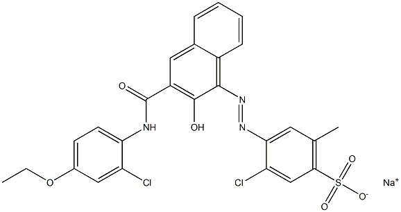 3-Chloro-6-methyl-4-[[3-[[(2-chloro-4-ethoxyphenyl)amino]carbonyl]-2-hydroxy-1-naphtyl]azo]benzenesulfonic acid sodium salt Struktur