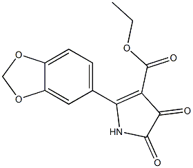 4,5-Dihydro-2-(3,4-methylenedioxyphenyl)-4,5-dioxo-1H-pyrrole-3-carboxylic acid ethyl ester Struktur