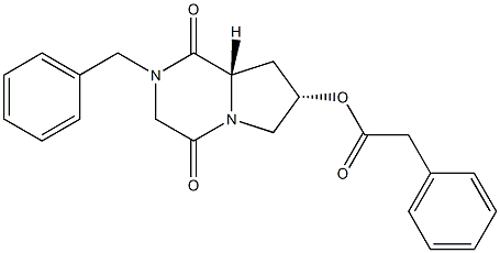 (6S,8S)-4-Benzyl-8-(phenylacetyloxy)-1,4-diazabicyclo[4.3.0]nonane-2,5-dione Struktur