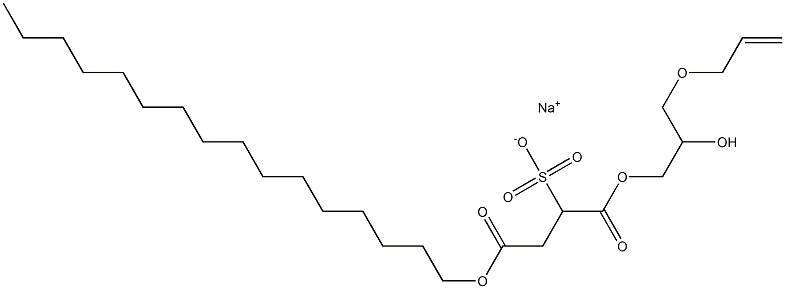 2-(Hexadecyloxycarbonyl)-1-[[3-(allyloxy)-2-hydroxypropoxy]carbonyl]-1-ethanesulfonic acid sodium salt Struktur