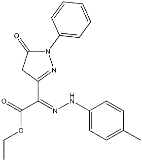 2-[2-(4-Methylphenyl)hydrazono]-2-[(4,5-dihydro-5-oxo-1-phenyl-1H-pyrazole)-3-yl]acetic acid ethyl ester Struktur