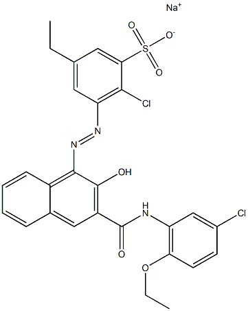 2-Chloro-5-ethyl-3-[[3-[[(3-chloro-6-ethoxyphenyl)amino]carbonyl]-2-hydroxy-1-naphtyl]azo]benzenesulfonic acid sodium salt Struktur