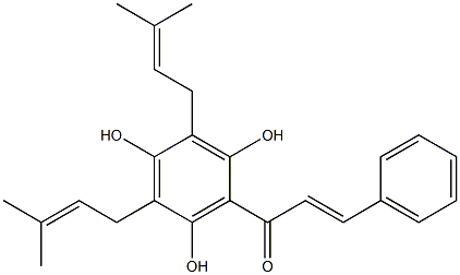 2-[(E)-3-Phenyl-1-oxo-2-propenyl]-4,6-bis(3-methyl-2-butenyl)benzene-1,3,5-triol Struktur