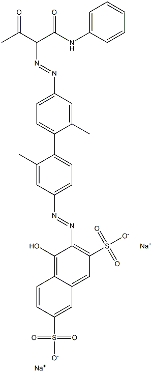 4-Hydroxy-3-[[4'-[[2-oxo-1-(phenylaminocarbonyl)propyl]azo]-2,2'-dimethyl-1,1'-biphenyl-4-yl]azo]naphthalene-2,7-disulfonic acid disodium salt Struktur