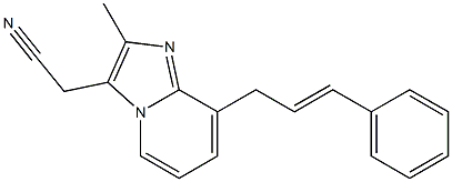 2-Methyl-8-[(E)-3-phenyl-2-propenyl]imidazo[1,2-a]pyridine-3-acetonitrile Struktur