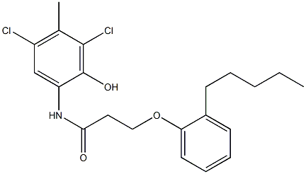 2-[3-(2-Pentylphenoxy)propanoylamino]-4,6-dichloro-5-methylphenol Struktur