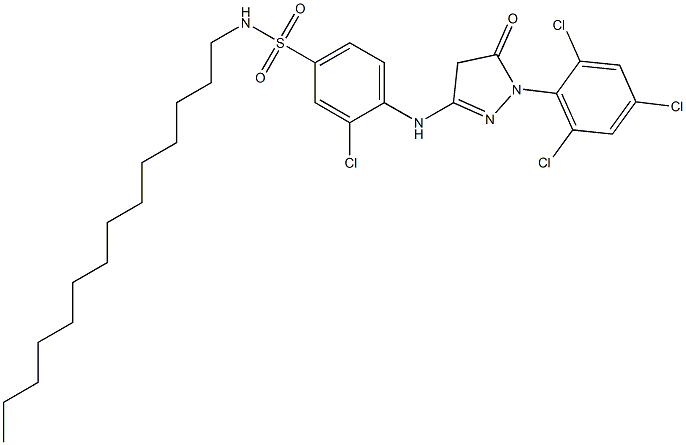 1-(2,4,6-Trichlorophenyl)-3-[2-chloro-4-(N-tetradecylsulfamoyl)anilino]-5(4H)-pyrazolone Struktur