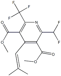 2-(Difluoromethyl)-6-(trifluoromethyl)-4-(2-methyl-2-methylethenyl)pyridine-3,5-dicarboxylic acid dimethyl ester Struktur