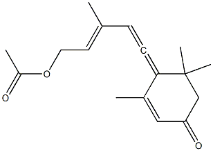 4-[(3Z)-3-Methyl-5-acetoxy-1,3-pentadien-1-ylidene]-3,5,5-trimethyl-2-cyclohexen-1-one Struktur