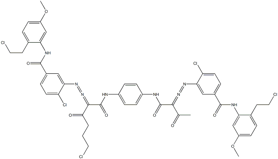 3,3'-[2-(2-Chloroethyl)-1,4-phenylenebis[iminocarbonyl(acetylmethylene)azo]]bis[N-[2-(2-chloroethyl)-5-methoxyphenyl]-4-chlorobenzamide] Struktur