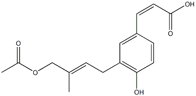 (Z)-3-[4-Hydroxy-5-[(E)-4-acetoxy-3-methyl-2-butenyl]phenyl]acrylic acid Struktur