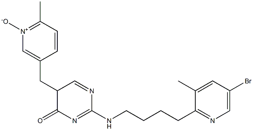 2-Methyl-5-[[[2-[[4-(3-methyl-5-bromo-2-pyridinyl)butyl]amino]-4,5-dihydro-4-oxopyrimidin]-5-yl]methyl]pyridin-1-ium-1-olate Struktur